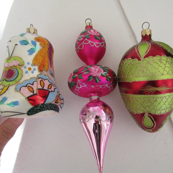 Unbranded Other - Lot of 3 Large, Vintage hand blown glass ornaments, unique shapes